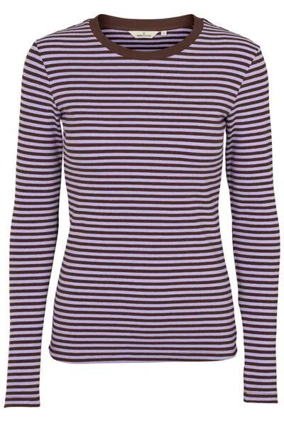 Basic Apparel Basic Apparel LUDMILLA Langarmshirt aus Bio-Baumwolle, Lila-gestreift-tulip-chicory, – Produktbild 1 von 4