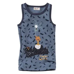 People Wear Organic People Wear Organic Unterhemd, blau bedruckt, "Monster-Akrobaten", Bio-Baumwolle – Produktbild 1 von 1