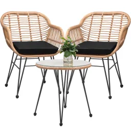 Casaria® Polyrattan Garten-Sitzgruppe Bali 3-tlg Natur/Schwarz – Produktbild 1 von 1