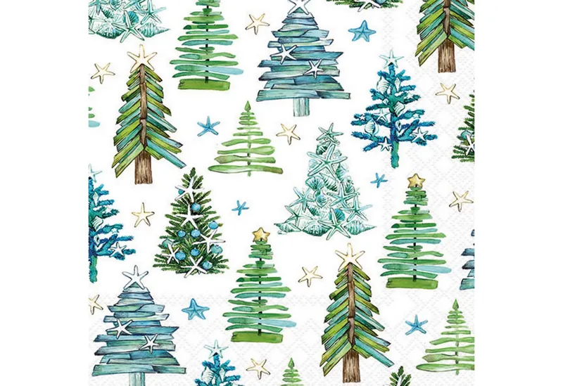 Ambiente Luxury Paper Products Papierserviette, Servietten Papier 33x33cm 3-lagig mit Weihnachtsbaum Motiv 20 Stück, Blau|grün, – Produktbild 1 von 1