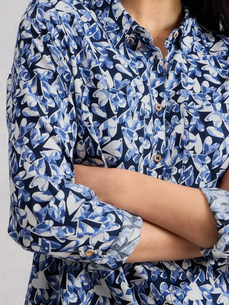 White Stuff Bluse Sophie aus Bio-Baumwolle - 34, Marine print, – Produktbild 3 von 4