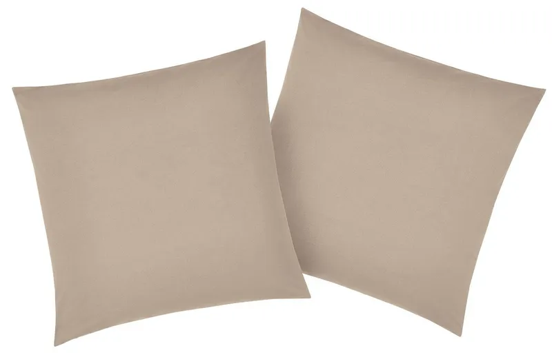 OTTO home Kissenbezüge Luisa, Renforcé, 2er-Set, 100% Baumwolle, atmungsaktiv, (2 Stück), 100% Baumwolle, mit Reißverschluss, atmungsaktiv, uni, Mocca, – Produktbild 2 von 4