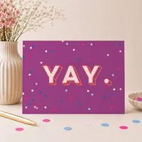 Bow & Hummingbird Bow & Hummingbird Glückwunschkarte „YAY.“ – Postkarte für bestandene Prüfung, neuen Job, Abschluss, Geburtstag & besondere Erfolge – Produktbild 1 von 1