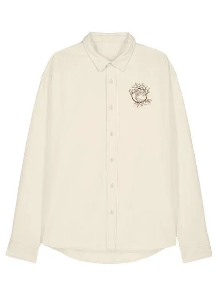 Life-Tree Life-Tree Hemd aus Biobaumwolle Fairwear für Herren "Olive" mit Brust-Logo, Weiß, – Produktbild 5 von 5