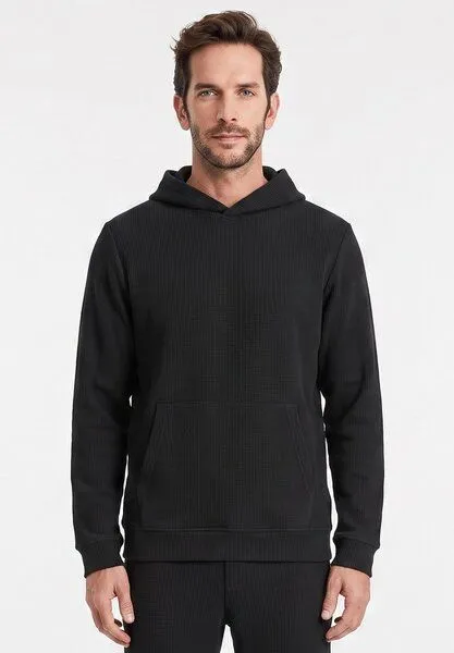 ORGANICATION ORGANICATION HECTORR | Waffel Hoodie aus Bio-Baumwolle & recyceltem Polyester, Black, – Produktbild 1 von 5