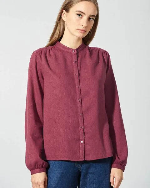 HempAge HempAge Feminine Stehkragenbluse Hanf/Biobaumwolle, Tinto (rot), – Produktbild 1 von 4