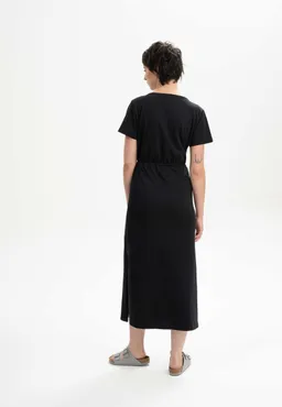 MELA MELA Damen vegan Kleid V-Ausschnitt Lang Shreoshi Schwarz – Produktbild 1 von 1