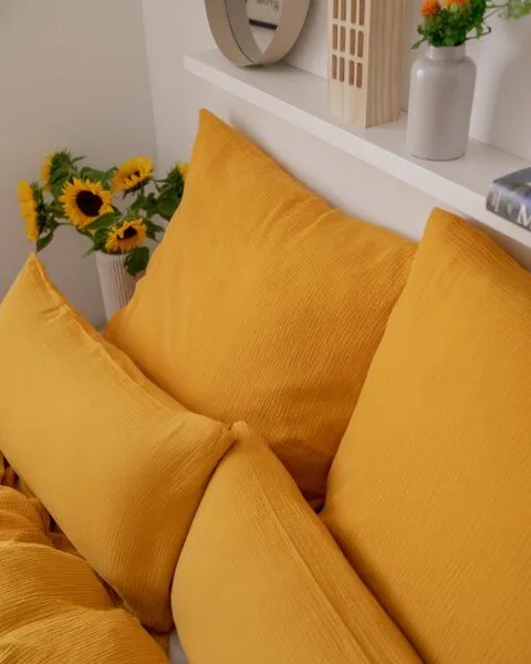 Hutch&Putch Hutch&Putch Musselin Kopfkissenbezug 100% Bio-Baumwolle, Sunflower, – Produktbild 4 von 4