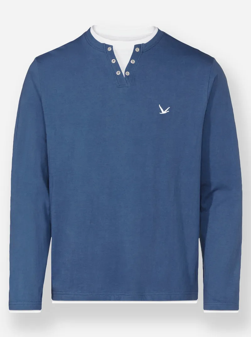 Catamaran Langarmshirt jeansblau + aquapetrol, Jeansblau + aquapetrol, – Produktbild 1 von 3