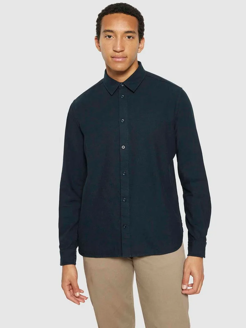 KnowledgeCotton Apparel Knowledge Cotton Apparel Shirt Flannel Total Eclipse - Größe L, Dunkelblau, – Produktbild 2 von 5