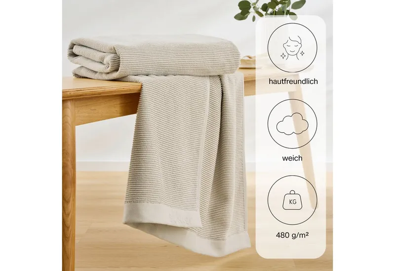 s.Oliver s.Oliver Saunatuch s. Oliver Saunatuch, Walkfrottier (1-St), weich & saugstark, Beige, – Produktbild 3 von 8