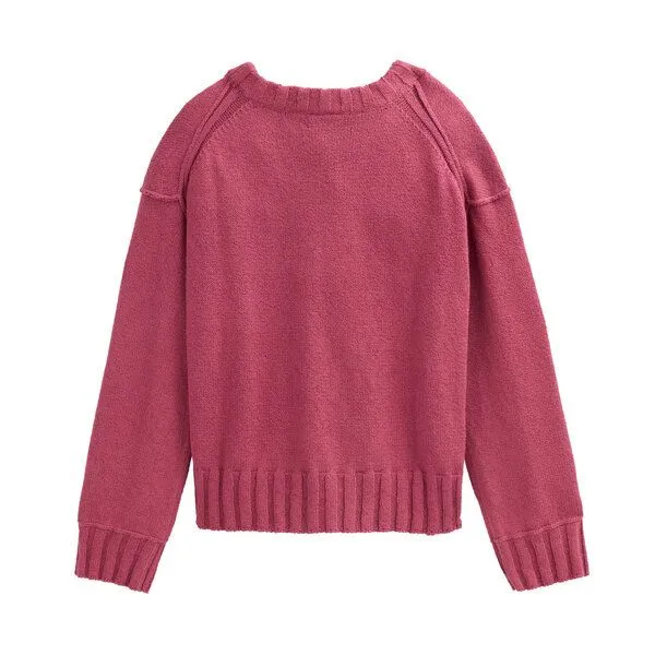 People Wear Organic People Wear Organic Bouclèstrick Pullover, rot uni, Beere, – Produktbild 4 von 4
