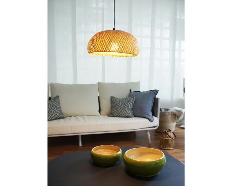 BOURGH Lampenschirm GROSSETO Hängeleuchte / Bambus Lampe Ø35cm - Pendelleuchte, ohne Fassung, Braun, – Produktbild 3 von 5