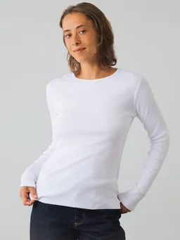 Honest Basics Honest Basics Damen Geripptes Langarmshirt aus Bio- und recycelter Baumwolle – Produktbild 1 von 1