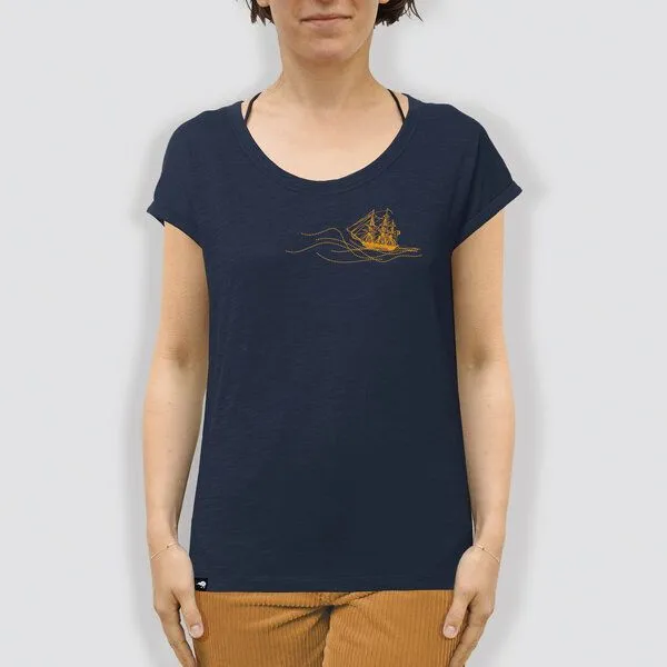 little kiwi little kiwi Damen T-Shirt, "Rückenwind", Navy – Produktbild 1 von 2