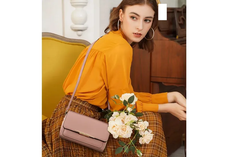 TANTOMI Umhängetasche Klein Damen Handy Umhängetasche, Handytasche zum Umhängen, Crossbody Schultertasche mit Kartenschlitz Verstellbar Schultergurt, Rosa, – Produktbild 3 von 5