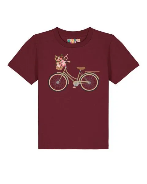 watabout.kids watabout.kids T-Shirt Kinder Fahrrad mit Blumen, Burgundy, – Produktbild 1 von 2