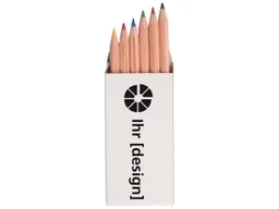 FSC-zertifiziertes 6er-Bunstifte-Etui natur kurz, 8,75 cm, inkl. 1-farbigem Rundumdruck – Produktbild 1 von 1