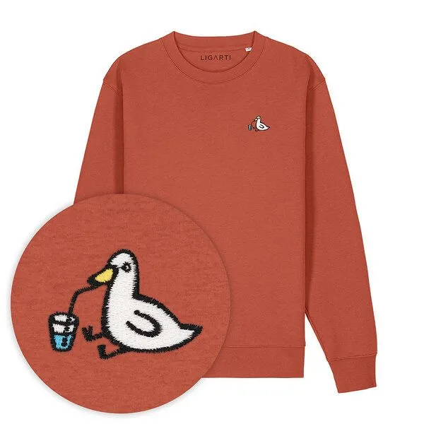 LIGARTI Bestickter Pullover – Piet die Ente – LIGARTI Tiermanufaktur, Terracotta, – Produktbild 1 von 3
