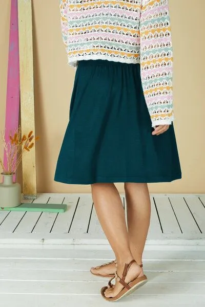 La Gitana La Gitana Luftiger, schwingender Sommerrock „Aurelie“ aus Bio Tencel, knielang., Petrol (blau/grün), – Produktbild 3 von 4