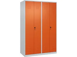 C+P C+P PSA Doppel-Spind Classic PLUS, 4 Abteile, 1850x1200x500mm, Lichtgrau/Reinorange – Produktbild 1 von 1