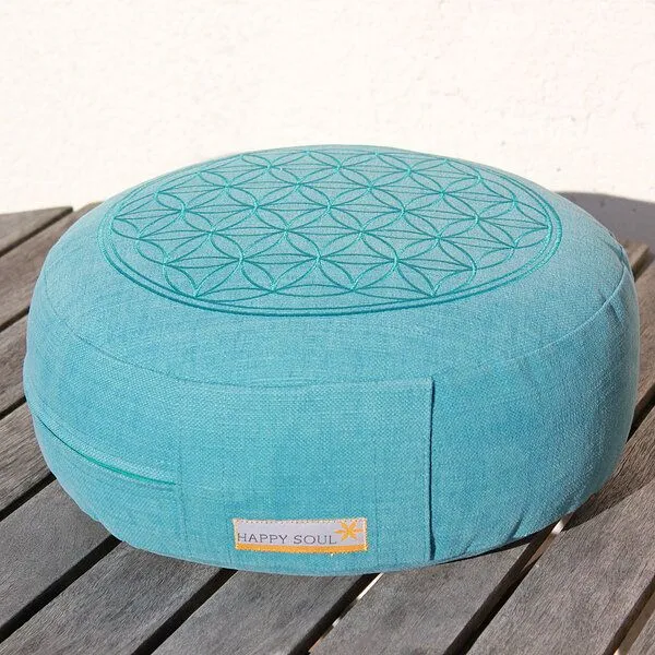 Happy Soul Happy Soul Meditationskissen Leinen Baumwolle, Türkis, – Produktbild 4 von 4