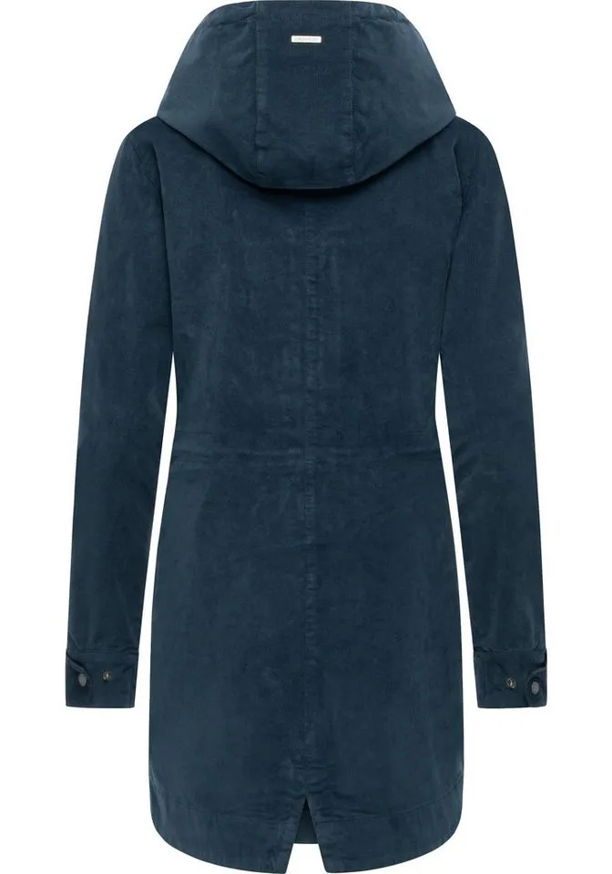 ragwear ragwear Kurzmantel Cannas Cordy YOUMODO Übergangsmantel in Kord-Optik mit Kapuze, Blau, – Produktbild 3 von 5