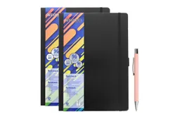 Westcott Westcott Notizbuch DIN A4 kariert (2er-Set) inkl. PRIMESOFT Kugelschreiber, 80 g/m² FSC, Innentasche, Lesezeichen, Gummizug, Stifthalter – Produktbild 1 von 1