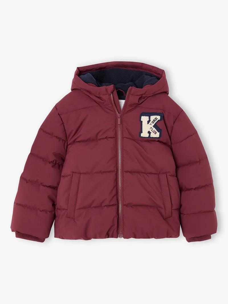 Vertbaudet Jungen Steppjacke mit Kapuze und Fleecefutter, Bordeaux, – Produktbild 1 von 4