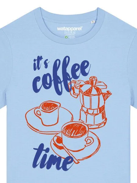 watapparel watapparel T-Shirt Frauen Its coffee time, Blue soul, – Produktbild 3 von 4