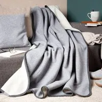 nahtur design nahtur-design Lodendecke | Warme Wolldecke | Kuscheldecke aus 100% Schurwolle, Grau/beige (grau), – Produktbild 1 von 1