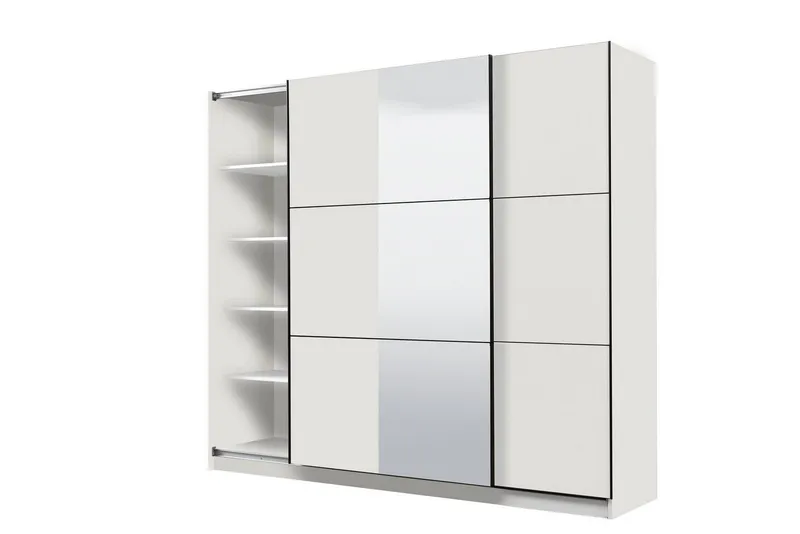 OTTO home Schwebetürenschrank Sierra Kleiderschrank mit Spiegel Garderobe Topseller inklusive Inneneinteilung & Kleiderstange, FSC®-Zertifiziert, Weiß, – Produktbild 8 von 8