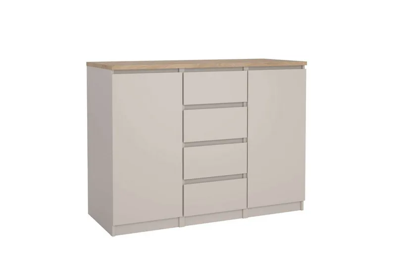 Home affaire Kommode Naia - 4 Schubladen & 2 Türen, grifflose Front, Made in Denmark (Breite: 121 cm, in mehreren Farben), Sideboard, skandinavisches & modernes Design mit viel Stauraum, Braun, – Produktbild 1 von 8