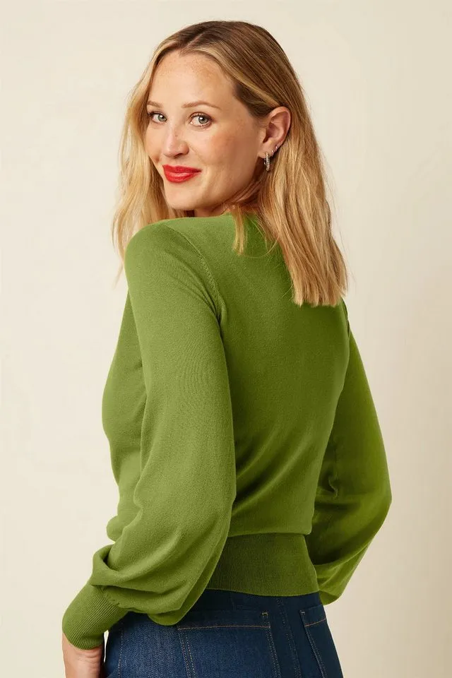 king louie king louie Langarmshirt - Bell Top Club - Modisches Strickshirt mit Rundhals aus Baumwolle für, Grün, – Produktbild 3 von 5
