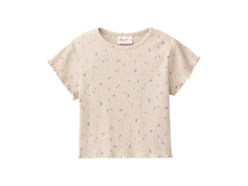 People Wear Organic People Wear Organic Kurzarm-Shirt kleine Blümchen sand Gr. 134/140, Natur, – Produktbild 1 von 3