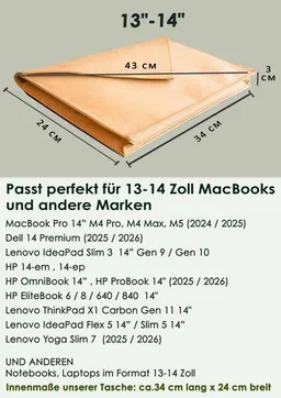 BY COPALA BY COPALA Nachhaltige Laptoptasche 13–14 Zoll aus waschbarem Kraftpapier – MacBook Hülle, handgemacht mit Magnetverschluss, Vegan Leder – Produktbild 1 von 1