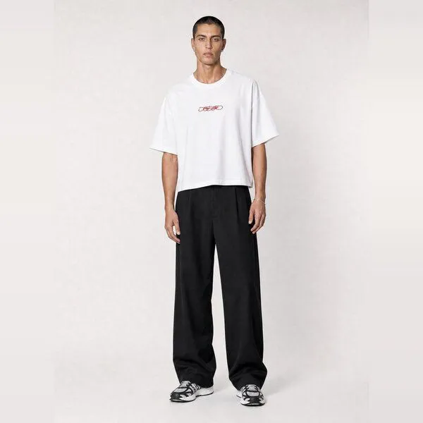 hey hey studios hey hey studios Herren Cropped T-Shirt „Script“ handgekürzt aus Bio-Baumwolle, Weiß, – Produktbild 1 von 2
