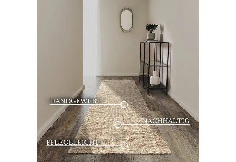 Villeroy & Boch Villeroy & Boch Teppich Rosalie Juteteppich, rechteckig, Höhe: 10 mm, Läufer, 100% Jute, Natur, Wohnzimmer, Esszimmer, Schlafzimmer, Weiß, – Produktbild 7 von 8