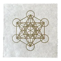 Veskor Cassiopeia Veskor Cassiopeia METATRON WÜRFEL Heilige Geometrie Linoldruck | 22 × 22 cm | Gold auf Naturweiß – Produktbild 1 von 1