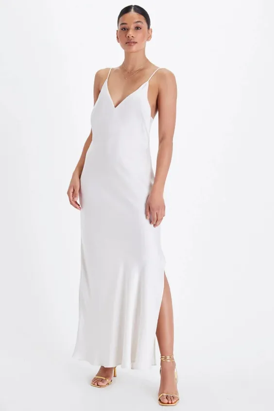 Neu Nomads Neu Nomads Damen vegan Kleid Bias Slip Gown Schneeweiß, Weiß, – Produktbild 2 von 2