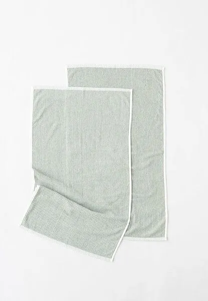 MELA MELA Duschtuch Style TANVI Stripes Bundle aus 100% Bio-Baumwolle, Herbal green gestreift, – Produktbild 2 von 4