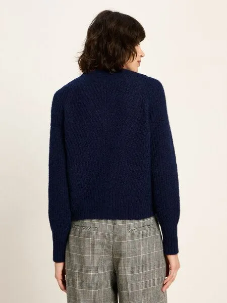 LANIUS LANIUS Pullover mit V-Ausschnitt, Purple blue melange, – Produktbild 3 von 8