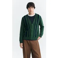 thinking mu Thinking MU Herren vegan Strickjacke Creed Gestreift Grün, Dunkelgrün, – Produktbild 1 von 1