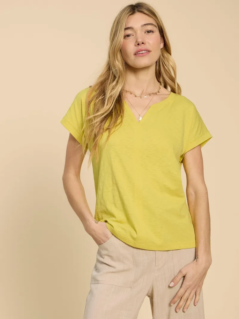 White Stuff Nelly T-Shirt mit Keilausschnitt - 52, Gelb, – Produktbild 3 von 4