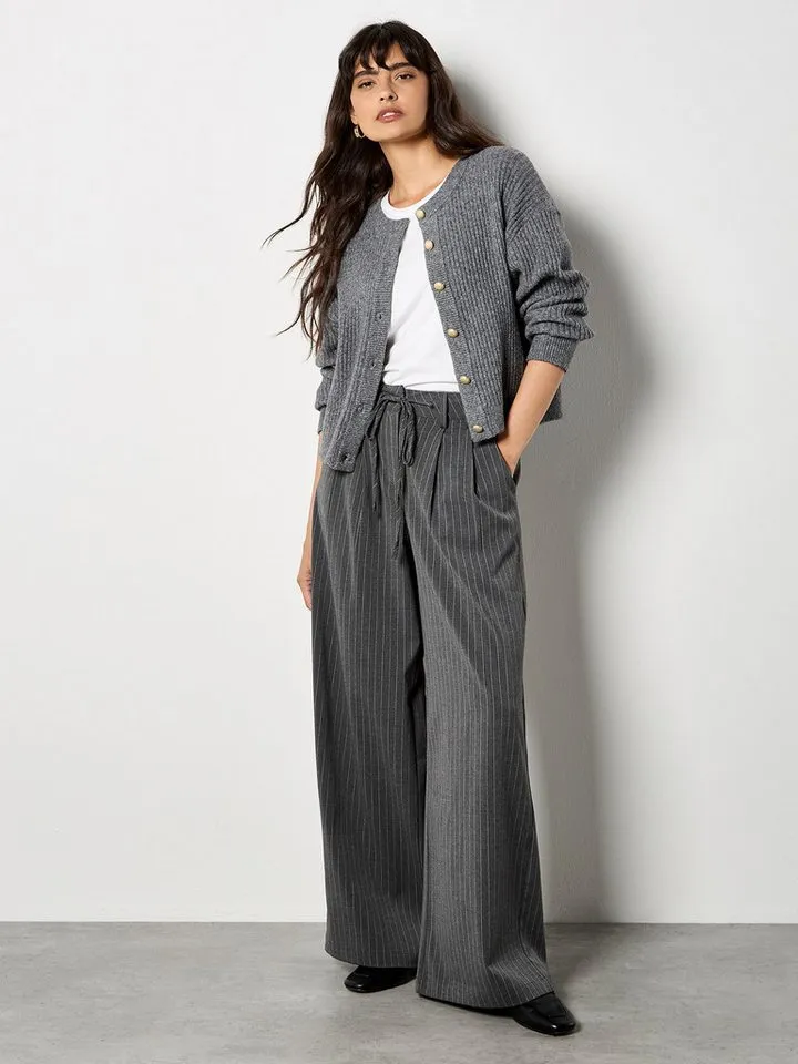 Apricot Apricot Stoffhose Bundfaltenhose (mit Bindeband) mit Nadelstreifen, Grau, – Produktbild 1 von 5