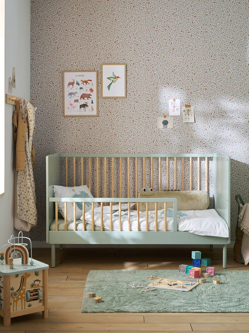 Vertbaudet Mitwachsendes Babybett CANNELÉ mit Rillenstruktur 70x140 cm, Grün, – Produktbild 2 von 3