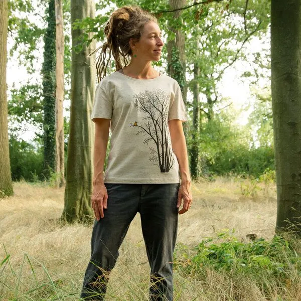 Cmig Cmig Damen T-Shirt Erle mit Elster, Eco heather (natur weiß), – Produktbild 4 von 4