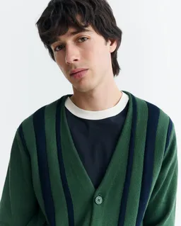 thinking mu Thinking MU Herren vegan Strickjacke Creed Gestreift Grün – Produktbild 1 von 1