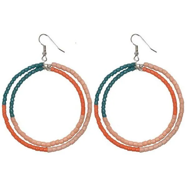 Global Mamas Hoop & Kreole Ohrringe - 6cm - Global Mamas, Peach (orange), – Produktbild 1 von 4