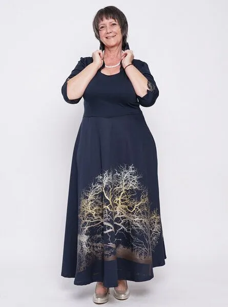 Peaces.bio - handbedruckte Biomode Peaces.bio - handbedruckte Biomode Abendkleid Zauberlandschaft – Produktbild 2 von 4